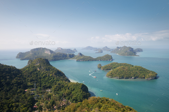 Group of tropical islands in sea - Stock Photo - Images
