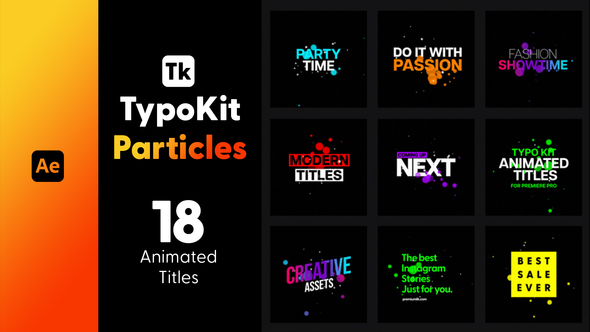 Typo Kit Particles Titles for After Effects alt