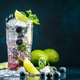 Blueberry Mojito cocktail drink with lime, white rum, soda, cane sugar, mint, and ic - PhotoDune Item for Sale