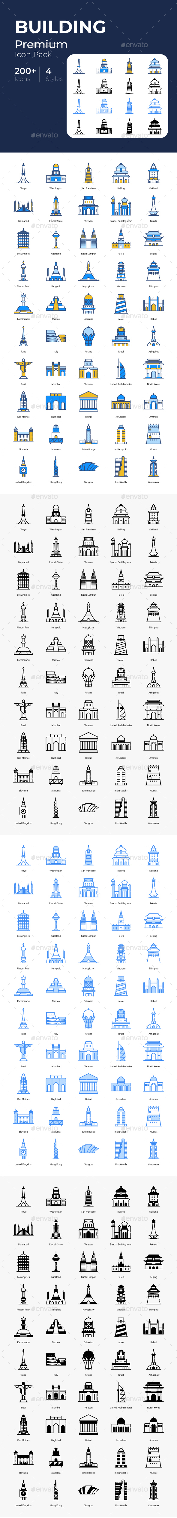 World Building icons set