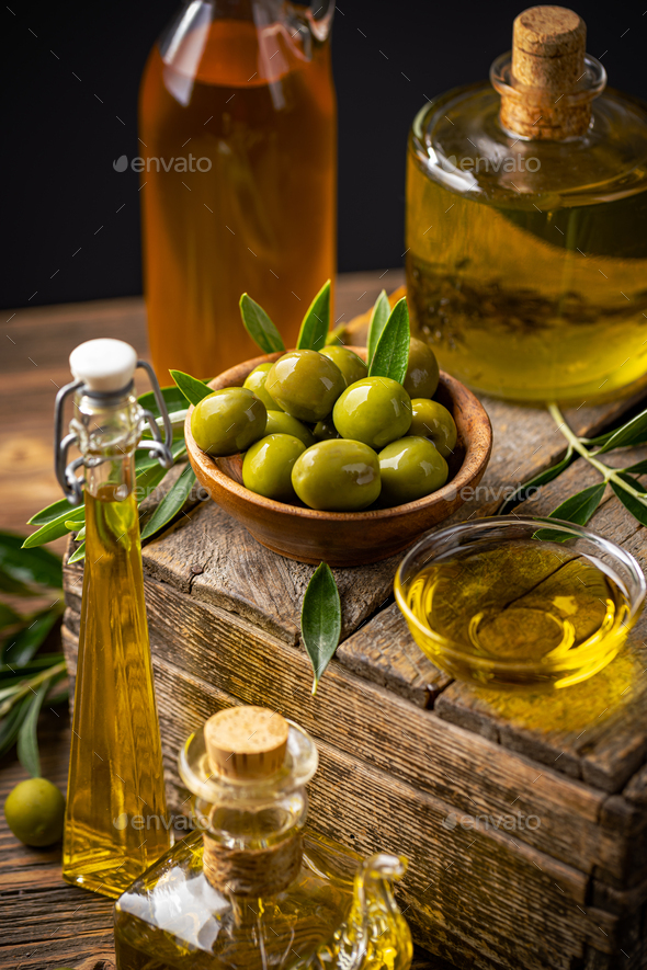 Still life of green olives - Stock Photo - Images
