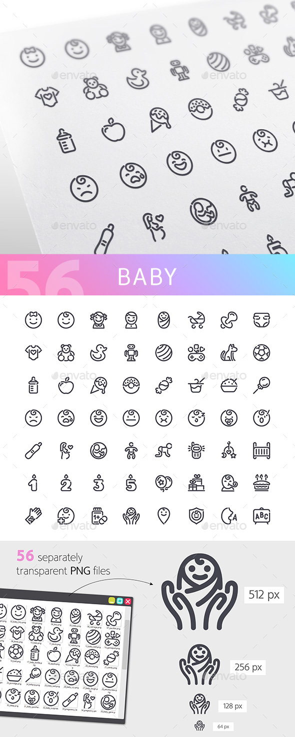 Baby Line Icons Set