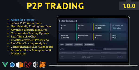 P2P Trading Addon For Bicrypto  P2P, Livechat, Offers, Moderation