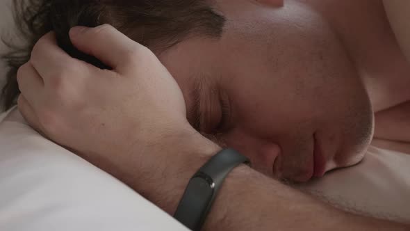 Close Up Shot of Sleepy Caucasian Man Exhausting and Overloaded Day alt