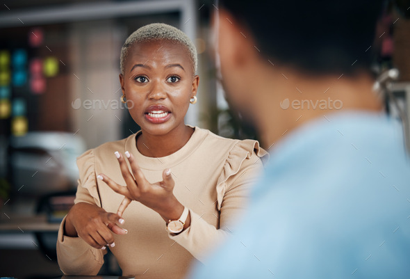 Job interview, human resources recruitment and black woman explain hiring process, HR communication