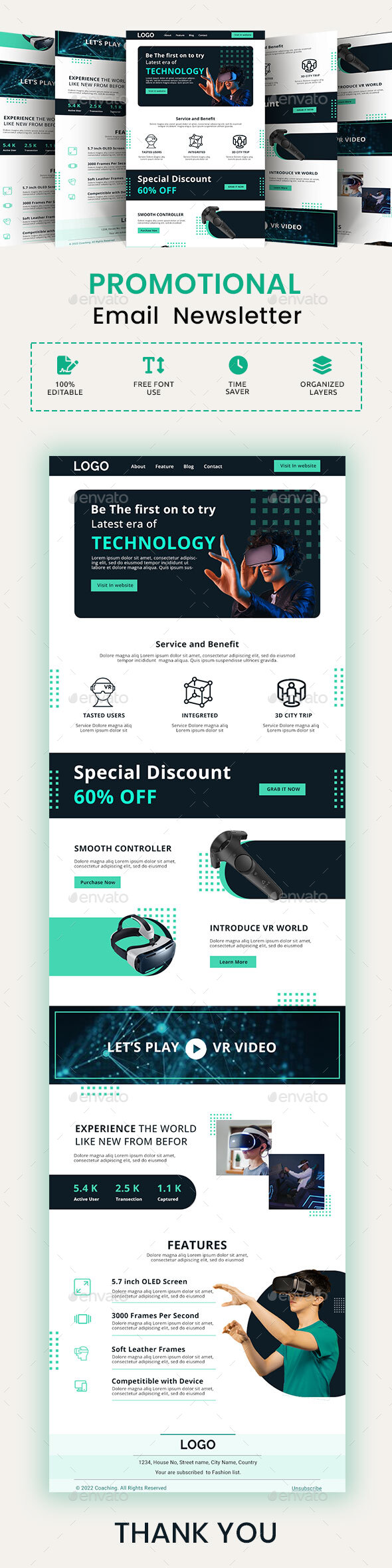 VR Email Newsletter PSD Template