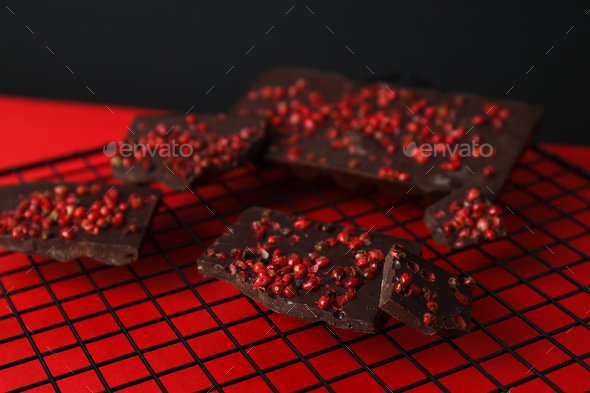 Delicious gourmet food - tasty chocolate with pepper - Stock Photo - Images