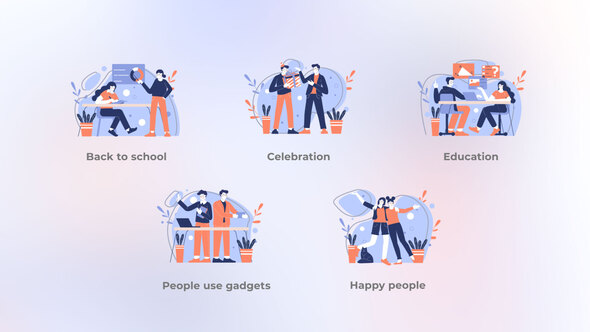 Happy People and Education - Blue concept