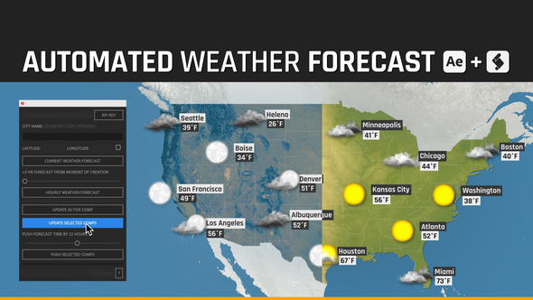Automated WEATHER Forecast - Script and Template for After Effects broadcast-packages template preview