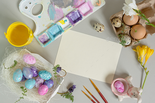 Easter egg coloring composition - Stock Photo - Images