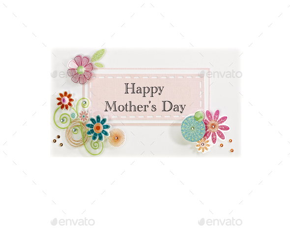 Handmade scracth greeting card for a Mother's day on white - Stock Photo - Images