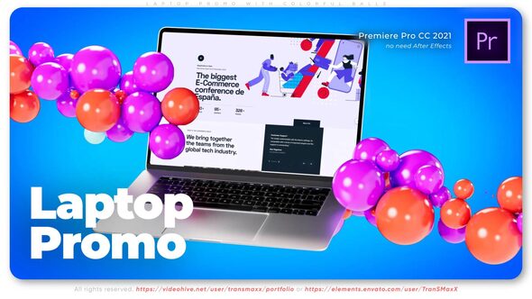 Laptop Promo With Colorful Balls
