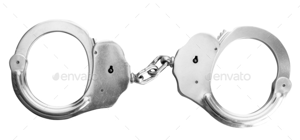 Handcuffs isolated on white background - Stock Photo - Images
