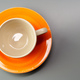 Top view of ceramic cup with saucer on gray background - PhotoDune Item for Sale
