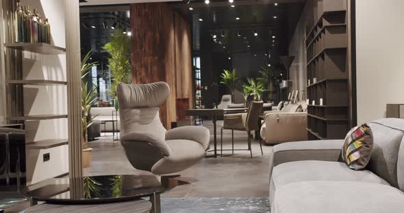 Modern Gray fabric sofa and Armchair. Textile upholstery sofa with pillows. alt