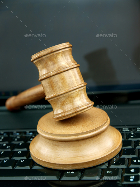 Auction gavel  and technology - Stock Photo - Images