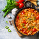 Chili con carne from meat, beans and vegetables on dark stone table.  - PhotoDune Item for Sale