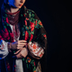Unrecognizable woman in traditional ukrainian embroidered blouse on black - PhotoDune Item for Sale