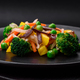 Delicious steamed vegetables broccoli, mushrooms, peas, carrots and onions - PhotoDune Item for Sale