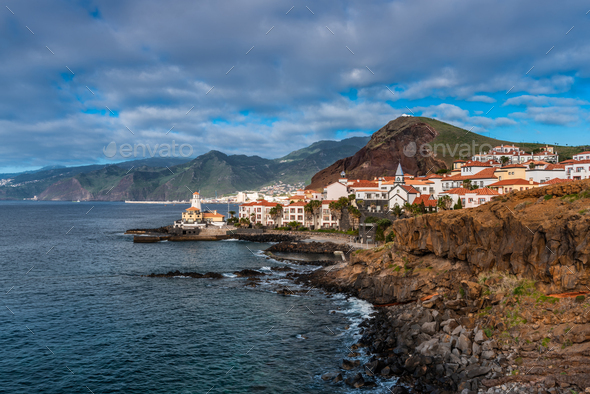 Marina da Quinta Grande, Madeira, Portugal. Seaside small village with ...