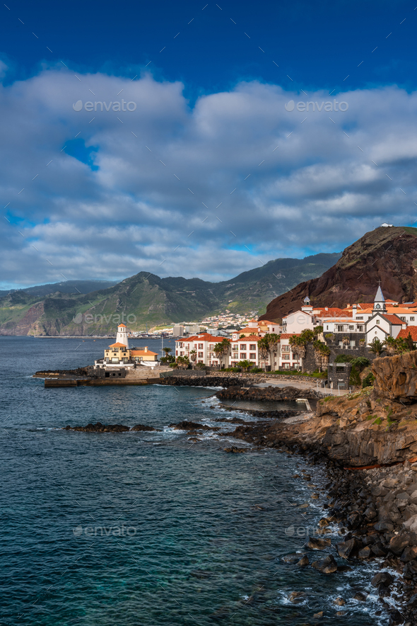 Marina da Quinta Grande, Madeira, Portugal. Seaside small village with ...