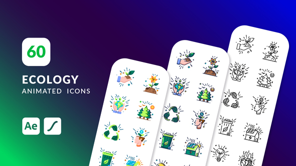 60 Ecology Animated Icons | After Effects