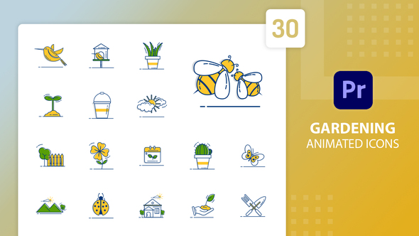 Gardening Animated Icons | Premiere Pro MOGRT
