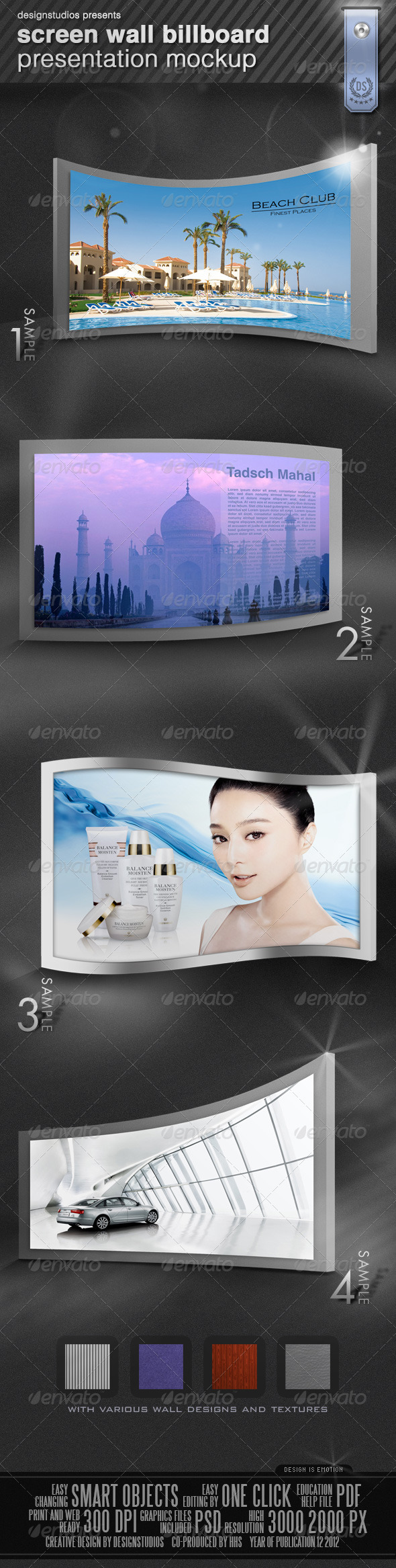 Screen Wall Billboard Presentation Mock-Up - Signage Print