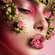 Beautiful romantic young woman with flowers on her face. Inspiration of spring and summer. Perfume - PhotoDune Item for Sale