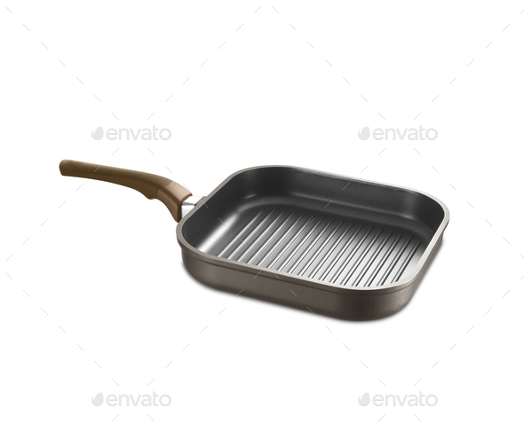 Square grill pan isolated on white background - Stock Photo - Images