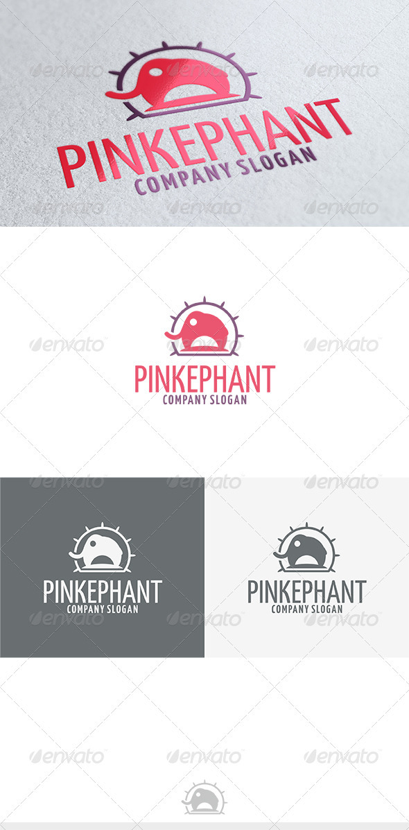 Pinkephant Logo - Animals Logo Templates