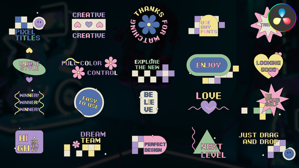 Pixel Colorful Creative Titles for DaVinci Resolve
