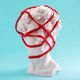 David&#39;s head wrapped in red thread on blue background. - PhotoDune Item for Sale