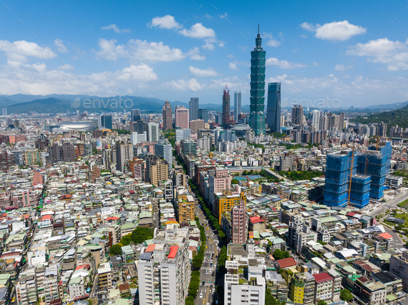 Taipei, Taiwan 28 September 2022: Aerial view of Taipei city - Stock Photo - Images