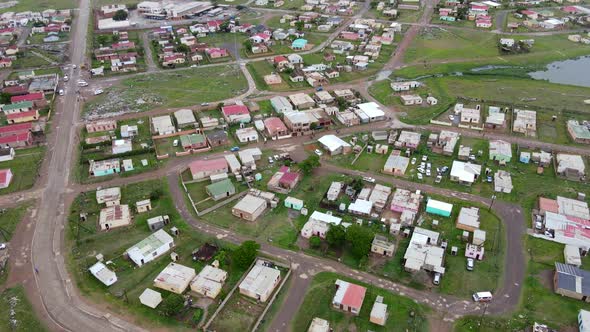 High Angle View of Drone Flying Over Township in South Africa