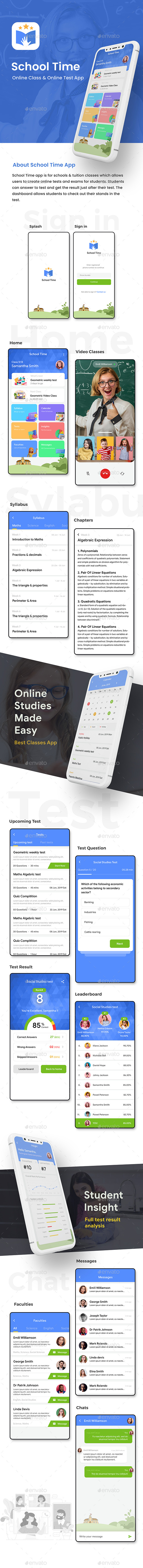 4 Apps | eLearning App | Online Study & Exam App | Coaching App | Student App UI Kit | School Time