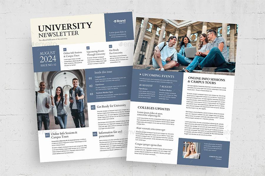 University Newsletter Template, Print Templates GraphicRiver