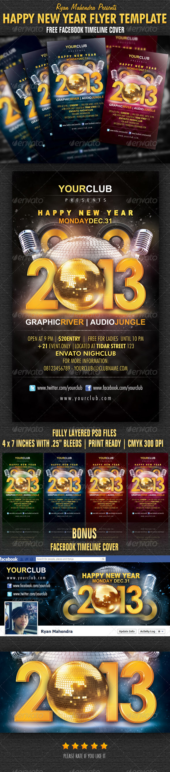 Happy New Year Flyer Template - Flyers Print Templates