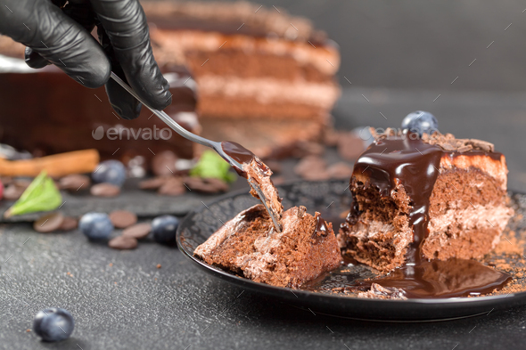 Cake decoration. Chocolate glaze. Frosting decoration - Stock Photo - Images