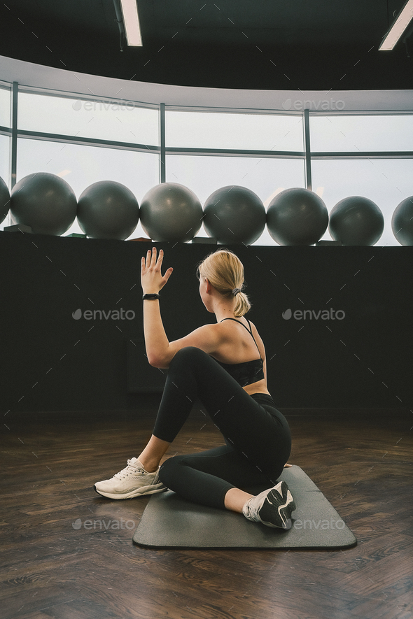 Sports fit Girl sports,fitness,yoga,pilates,workout.fitness exercise,mental health.Active lifestyle, - Stock Photo - Images