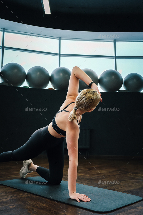 Sports fit Girl sports,fitness,yoga,pilates,workout.fitness exercise,mental health.Active lifestyle, - Stock Photo - Images