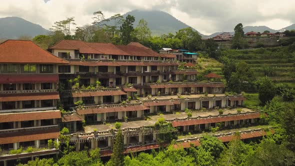 Aerial Drone Video of Abandoned Hotel in Bedugul, Bali Island