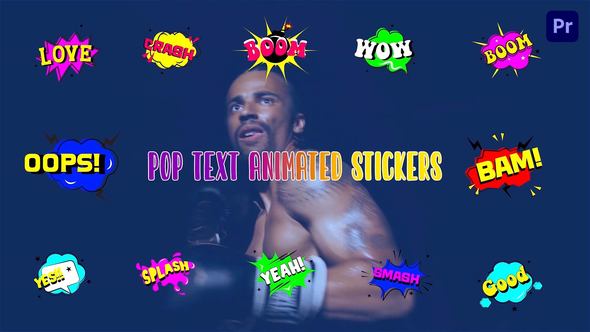 Pop Text Stickers Element Premiere Pro Template