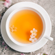Tea with cherry blossom petals - Sakura tea in white cup - PhotoDune Item for Sale
