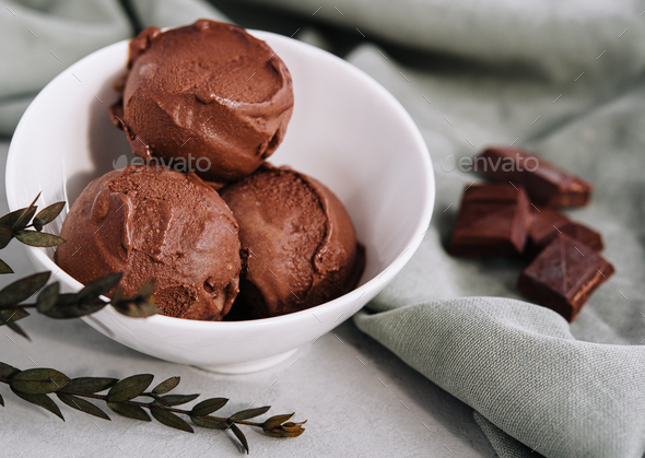 chocolate ice cream ball Stock Photo