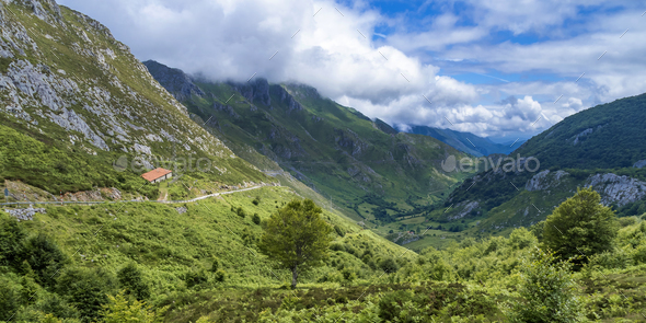Valley of Sobra, Picos de Europa National Park, Asturias, Spain - Stock Photo - Images