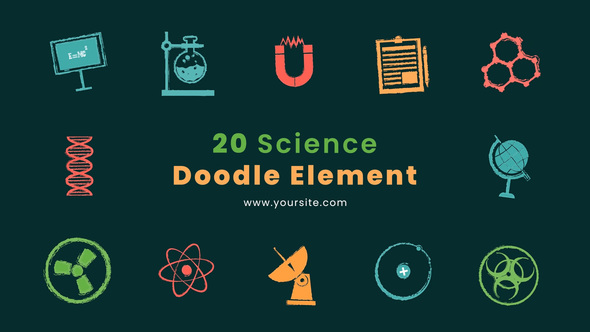 Animated Science Doodles Element Pack After Effects Template