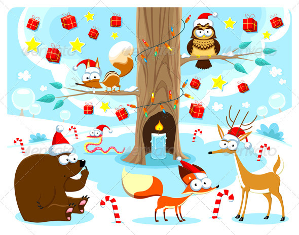 Christmas in the Woods - Animals Characters