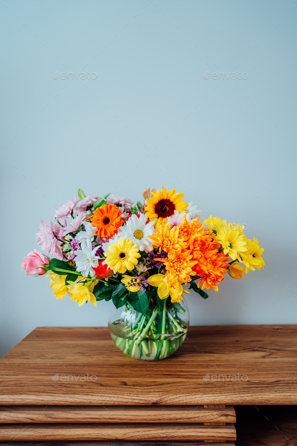 Multi Color Flowers In Vase