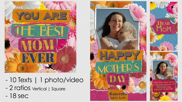 Colourful Mother Day Video Displays template preview